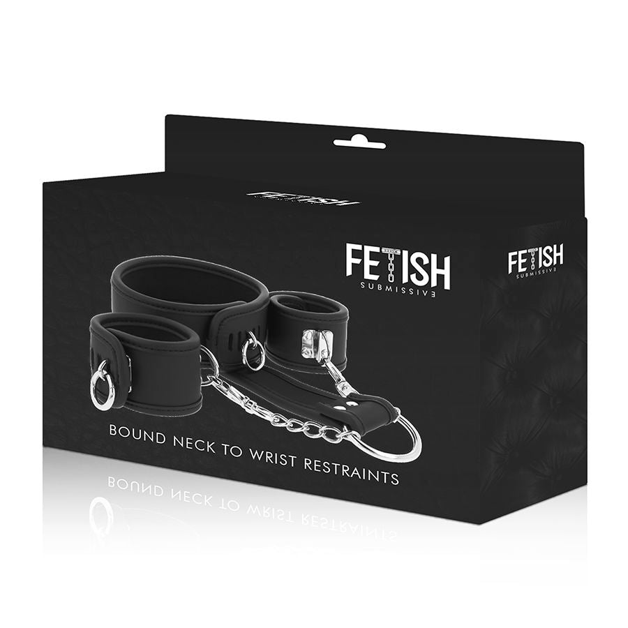 Fetish Submissive - Halskette und Handschellen aus Veganem Leder mit Noprene-Futter
