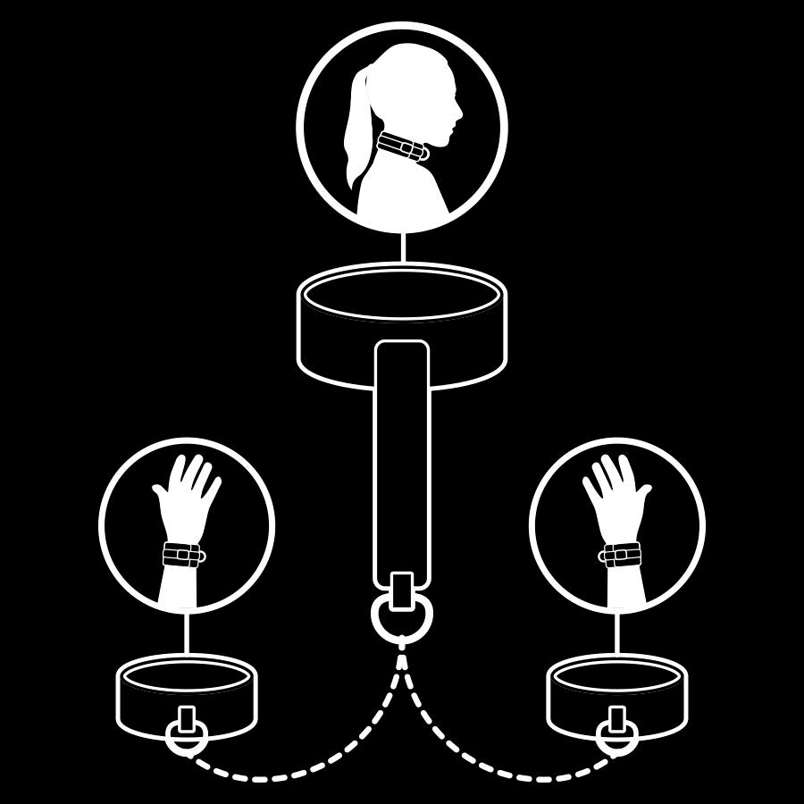 Fetish Submissive - Halskette und Handschellen aus Veganem Leder mit Noprene-Futter