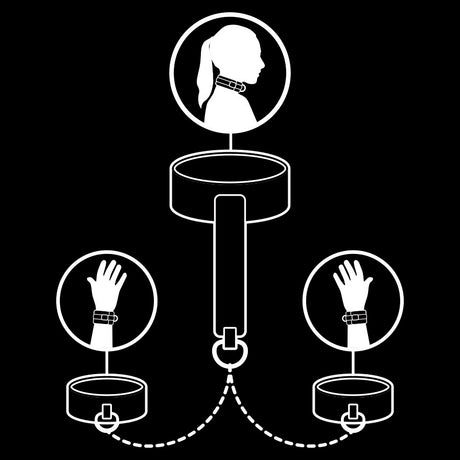Fetish Submissive - Halskette und Handschellen aus Veganem Leder mit Noprene-Futter