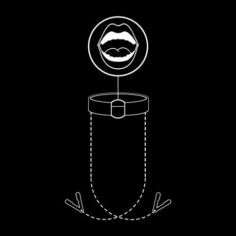 Fetish Submissive - Knebelring mit Nippelklemmen