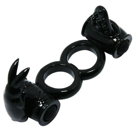 Penisring Sweet Ring Doppelring mit Doppelhasen Schwarz