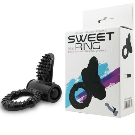 Penisring Sweet Ring Vibrierring mit Texturiertem Kaninchen Schwarz.7