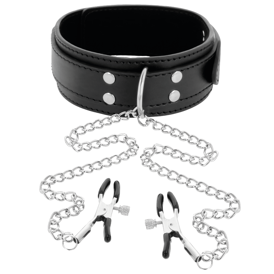 Darkness - Halsband mit Nippelklammern Schwarz