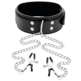 Darkness - Halsband mit Nippelklammern Schwarz