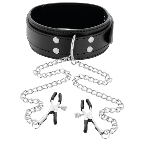 Halsband mit Nippelklammern Schwarz.1