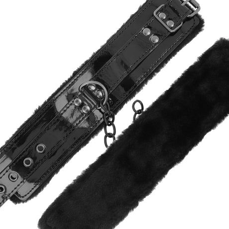 Darkness - Schwarze, Verstellbare Lederhandschellen mit Vorhngeschloss