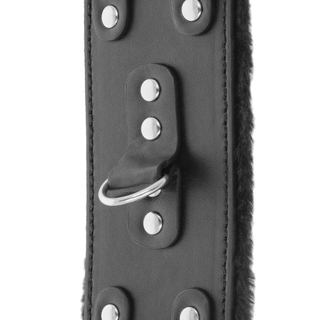 Darkness - Schwarze, Verstellbare Lederhandschellen mit Futter