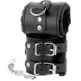 Darkness - Schwarze, Verstellbare Lederhandschellen mit Futter