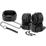 Darkness - Handschellen und Kragen aus Schwarzem Leder