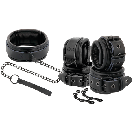 Darkness - Handschellen und Kragen aus Schwarzem Leder