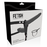 Fetisch Devot Harness - Doppelte Penetration Schwarz