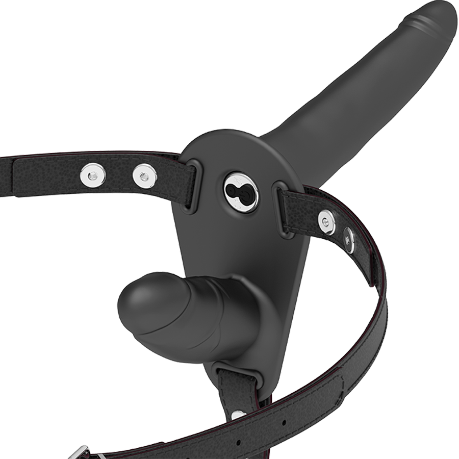 Fetish Submissive Harness - Doppelte Penetration Schwarzer Vibrator