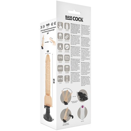 Basecock - Realistischer Vibrator mit Fernbedienung Natürlich mit Hoden 19.5 cm-x-4 cm