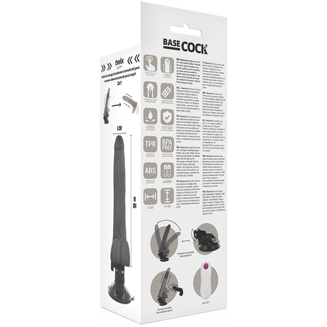 Basecock - Realistischer Vibrator mit Fernbedienung Schwarz 19 cm-x-4 cm