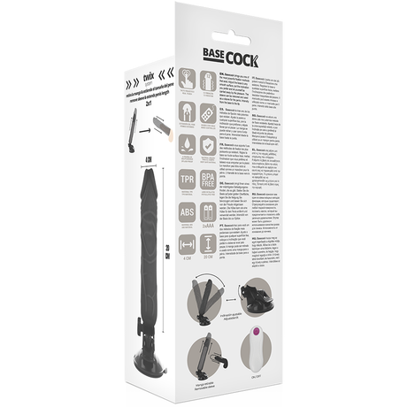 Basecock - Realistischer Vibrator mit Fernbedienung Schwarz 20 cm-x-4 cm