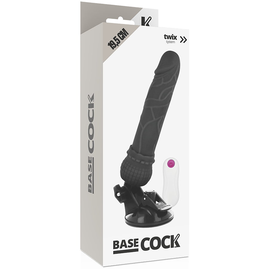 Basecock - Realistischer Vibrator mit Fernbedienung Schwarz 19.5 cm-x-4 cm
