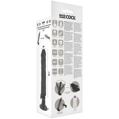 Basecock - Realistischer Vibrator mit Fernbedienung Schwarz 21 cm-x-4 cm