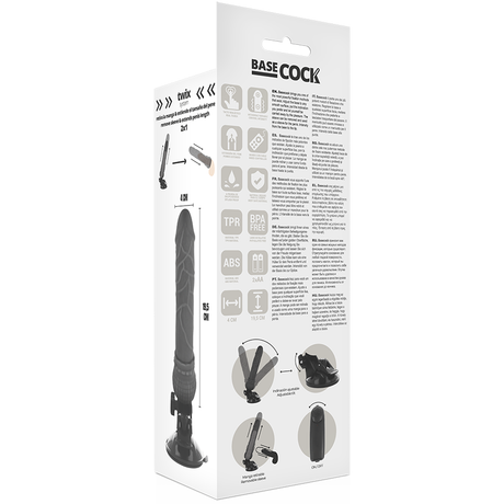 Basecock - Realistischer Vibrator mit Fernbedienung Schwarz 19.5 cm-x-4 cm