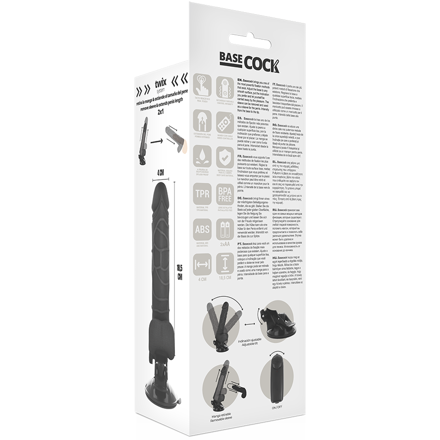 Basecock - Realistischer Vibrator mit Fernbedienung Schwarz 18.5 cm-x-4 cm