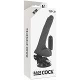 Basecock - Realistischer Vibrator mit Fernbedienung Schwarz mit Hoden 20 cm-x-4 cm