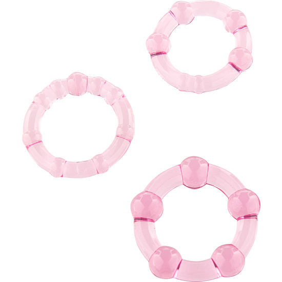 Seven Creations - Set aus Drei Rosa Penisringen