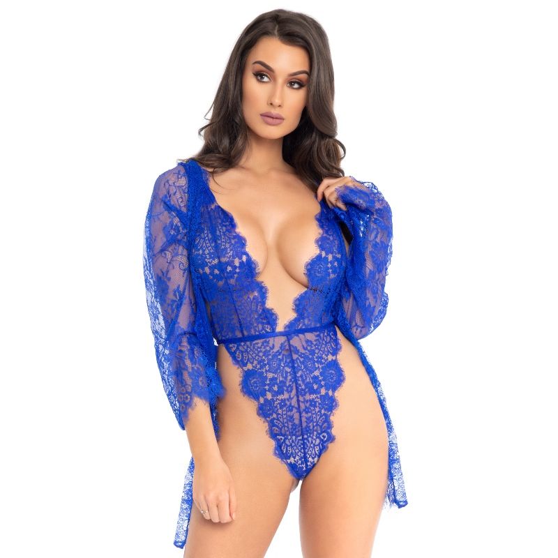 Leg Avenue - Teddy und Robe Blau M
