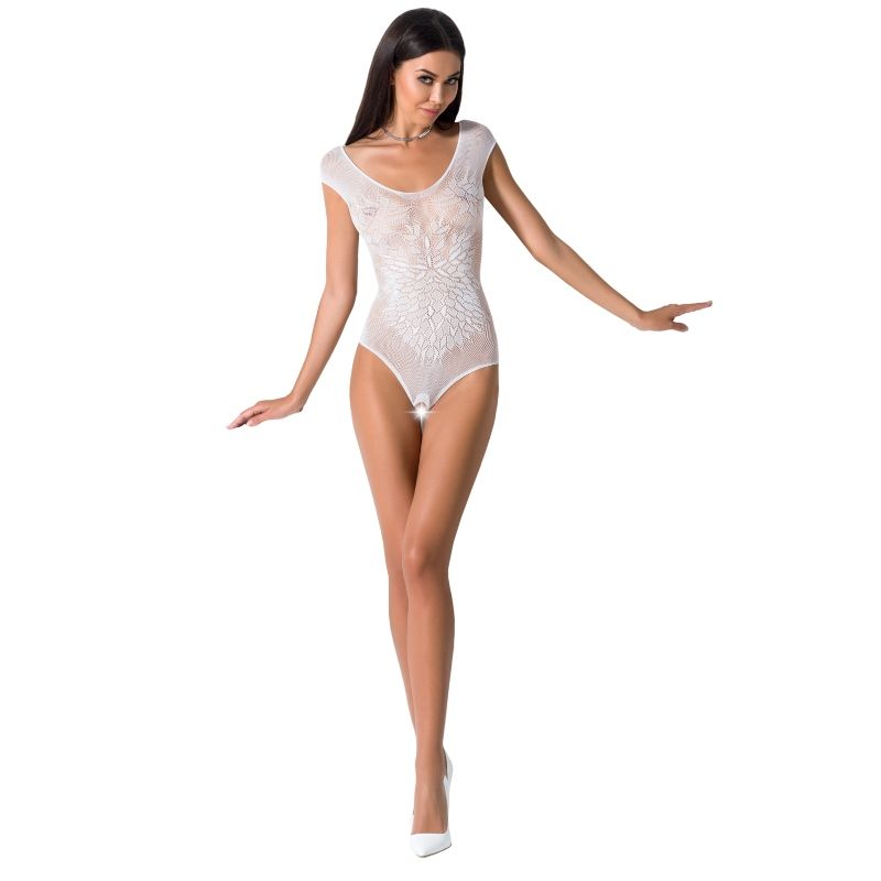 Passion - Woman Bs064 Weisser Bodystocking, Eine Grösse