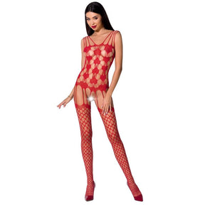 Passion - Woman Bs067 Roter Bodystocking, Eine Grösse