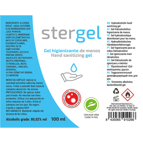Stergel - Hydroalkoholisches Händesanitisierungsgel Aloe Vera 100 ml