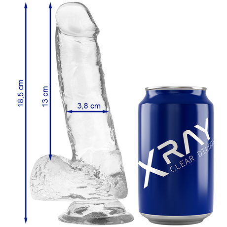 Realistischer Dildo Klarer Hahn mit Eier -x 18,5 x 3,8 cm