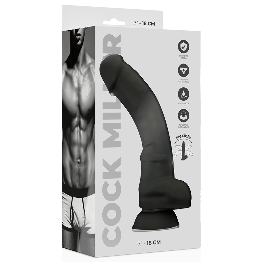 Cock Miller - Dildo Realistisches Silikon Dichte Artikulierbar Schwarz 18 cm