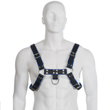 Leather Body - Blau-Schwarz Ledergeschirr Brust Bulldog