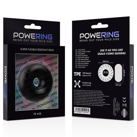 Powering - Super Flexibler und Widerstandsfähiger Penisring 5 cm Pr08 Schwarz