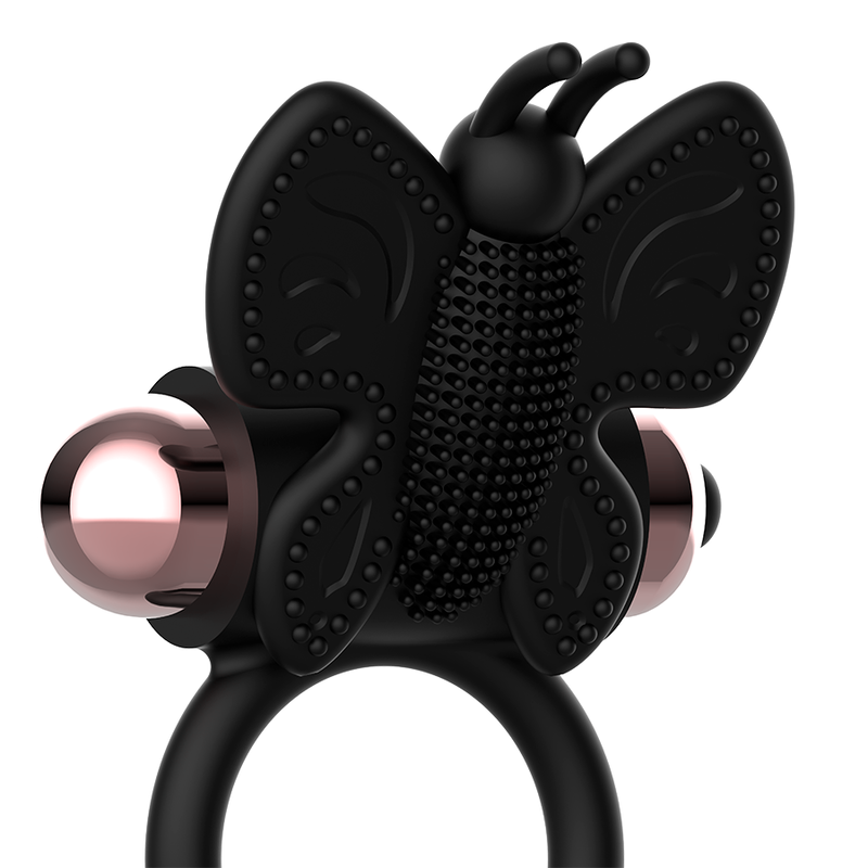 Coquette Chic Desire - Cockring Schmetterling mit Vibrator Schwarz/ Gold