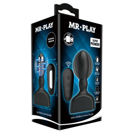 Mr Play - Schwarzer Aufblasbarer Analstecker mit Fernbedienung