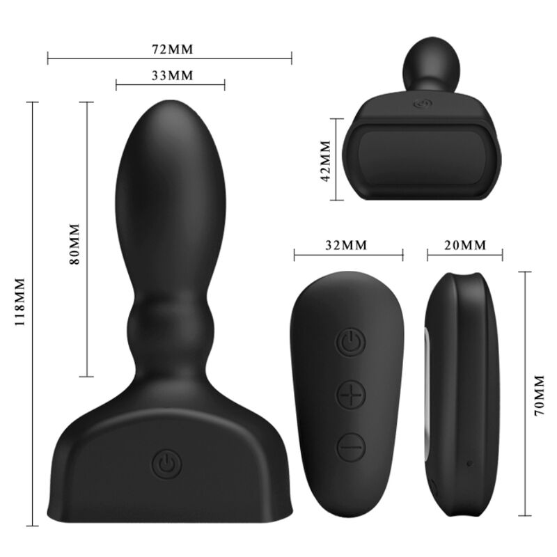 Mr Play - Schwarzer Aufblasbarer Analstecker mit Fernbedienung