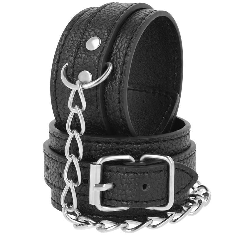 Darkness - Handschellen aus Schwarzem Strukturiertem Leder