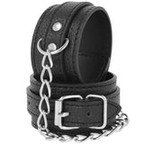 Darkness - Handschellen aus Schwarzem Strukturiertem Leder