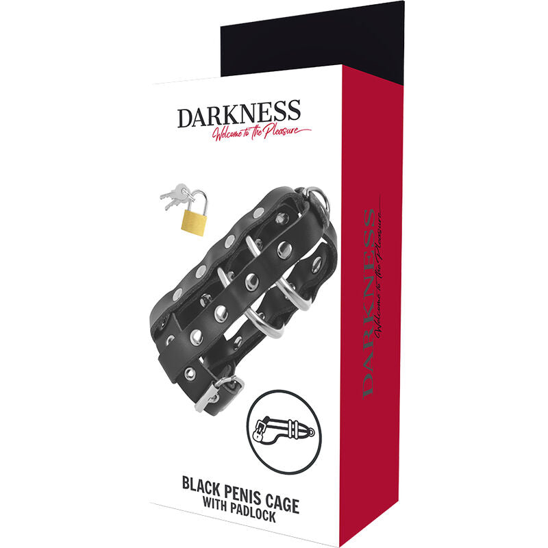 Darkness - Keuschheitskfig aus Leder mit Schloss