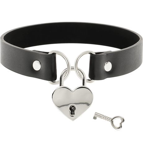 Fetisch-Toy Chic Desire Vegane Leder-Halskette mit Herz-Accessoire mit Schlüssel.2