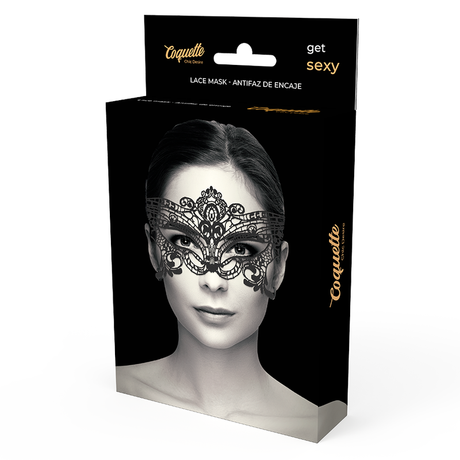 Coquette Chic Desire - Breite Schwarze Spitzenmaske