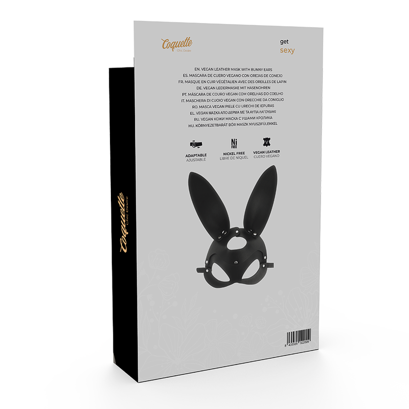Coquette Chic Desire - Vegane Ledermaske mit Hasenohren