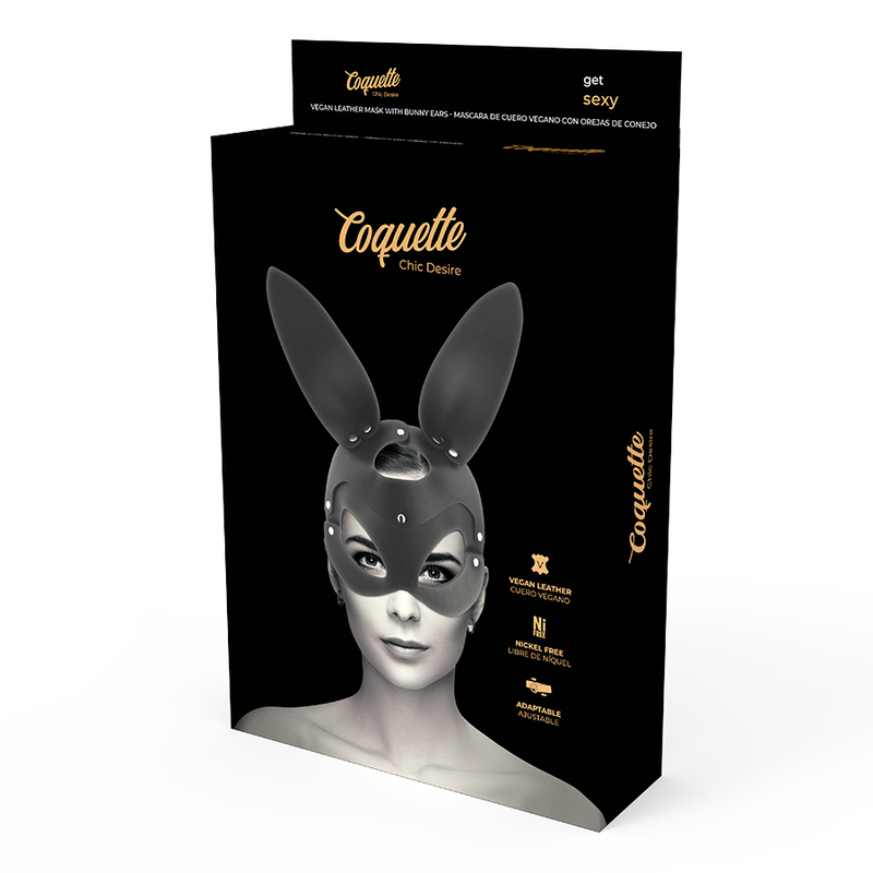 Coquette Chic Desire - Vegane Ledermaske mit Hasenohren