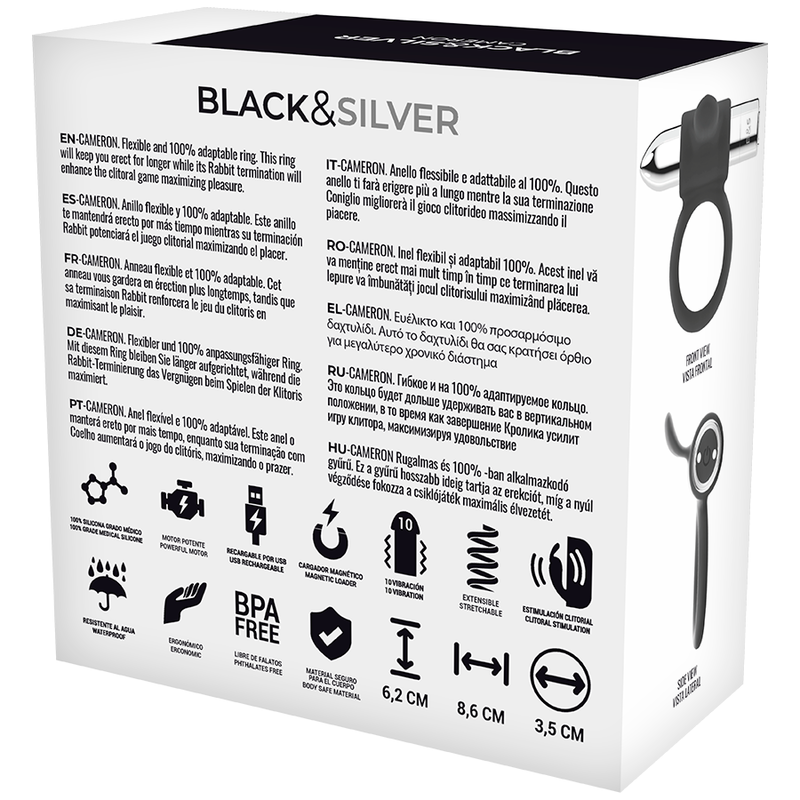 Black&Silver - Cameron Wiederaufladbarer Ring Silber
