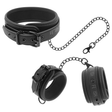 Fesselset Halskette und Handschellen aus Veganem Leder mit Neopren-Futter