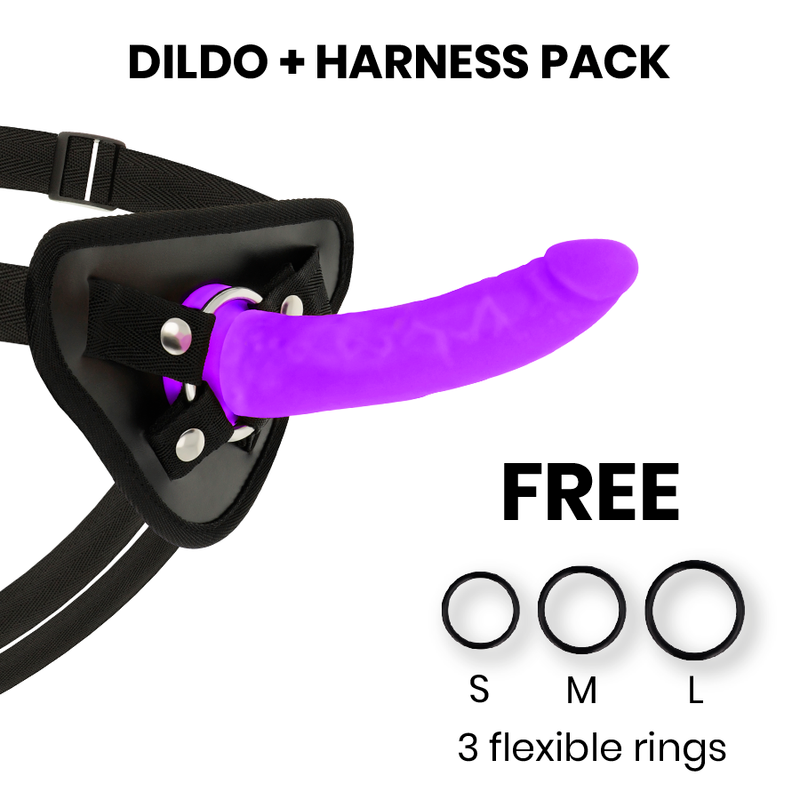Delta Club - Toys Harness + Dong Lila Silikon 17 cm-x-3 cm