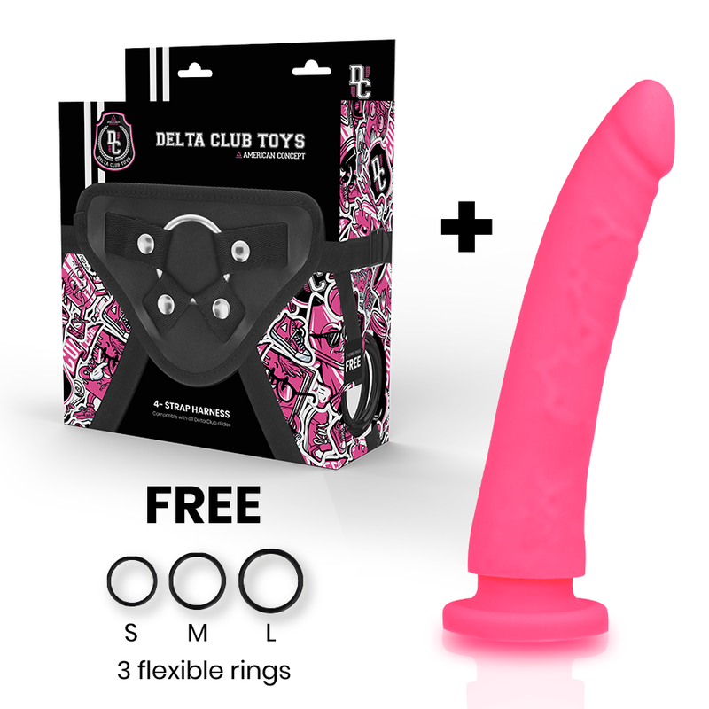 Delta Club - Toys Gurt + Dong Rosa Silikon 20 cm-x-4 cm