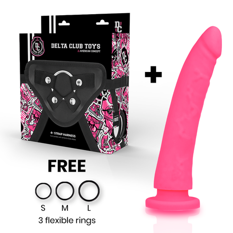 Delta Club - Toys Gurt + Dong Rosa Silikon 20 cm-x-4 cm