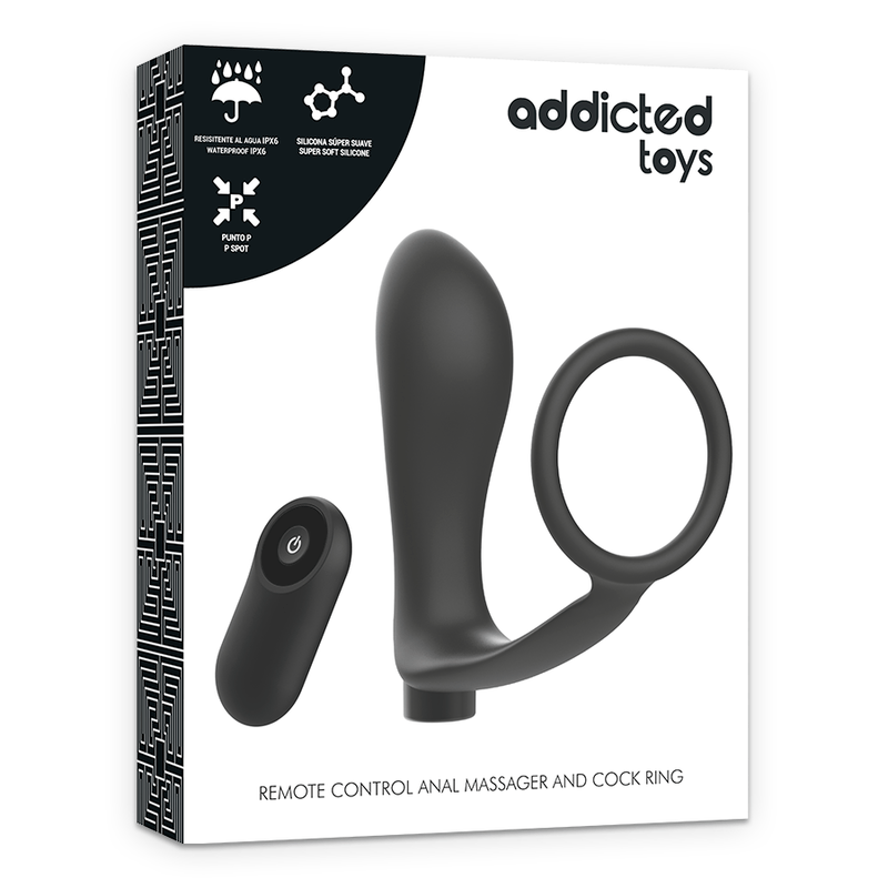 Addicted Toys - Penisring mit Fernbedienung Analplug Schwarz Wiederaufladbar