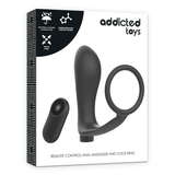 Addicted Toys - Penisring mit Fernbedienung Analplug Schwarz Wiederaufladbar